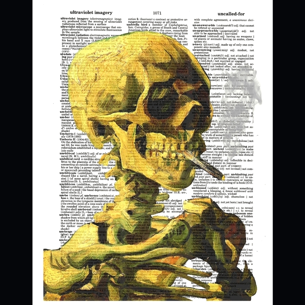 Smoking Skeleton Vintage Dictionary Art Print